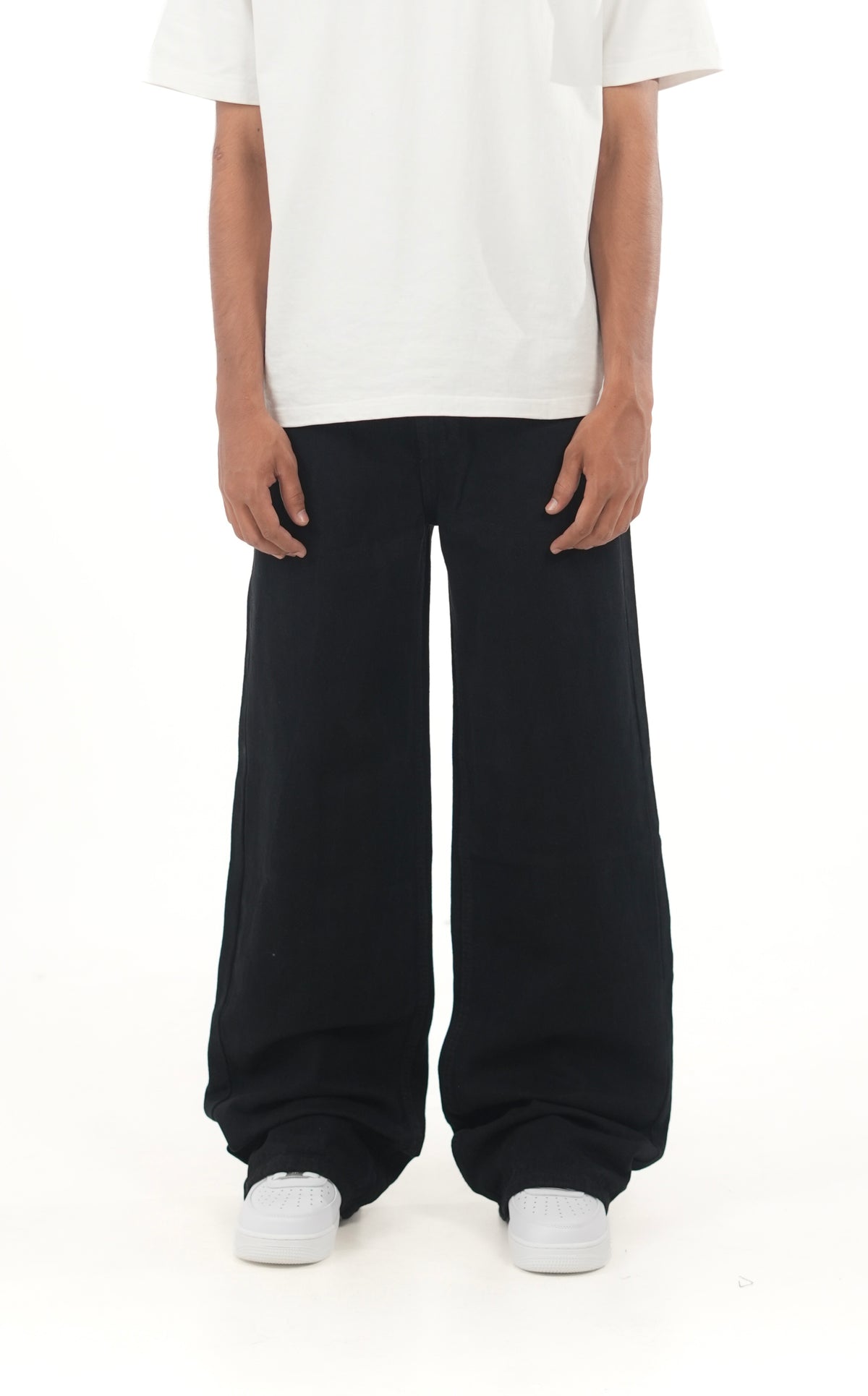 Jet Black Wideleg Denim
