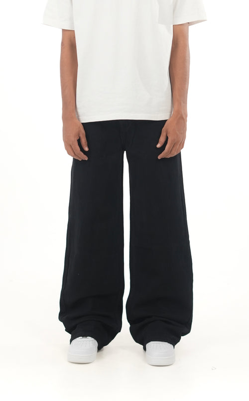 Jet Black Wideleg Denim