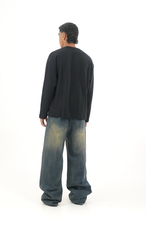 WF Black Waffle Henley