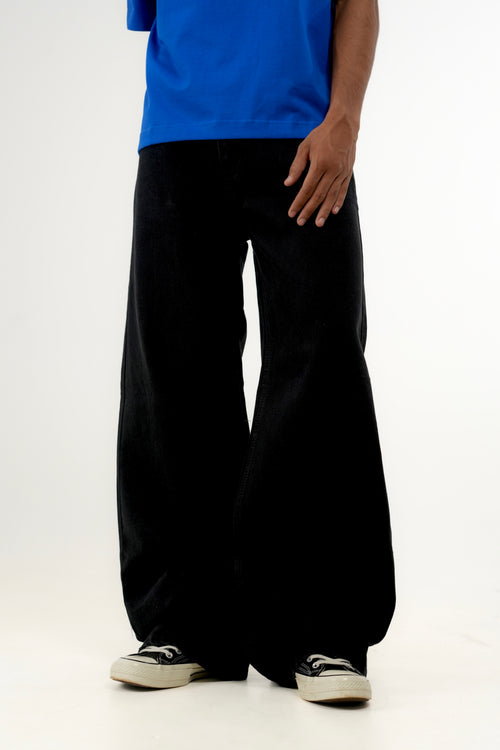 Jet Black Wideleg Denim