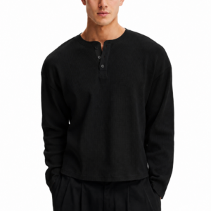 Waffle Henley – Black